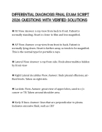 DIFFERENTIAL DIAGNOSIS FINAL EXAM SCRIPT 2026 QUESTIONS WITH VERIFIED SOLUTIONS