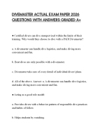 DIVEMASTER ACTUAL EXAM PAPER 2026 QUESTIONS WITH ANSWERS GRADED A+