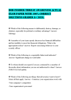 DOD INSIDER THREAT AWARENESS ACTUAL EXAM PAPER WITH 100% CORRECT SOLUTIONS GRADED A+ 2026.