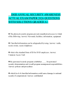 DOD ANNUAL SECURITY AWARENESS ACTUAL EXAM PAPER 2026 QUESTIONS WITH SOLUTIONS GRADED A+