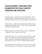 EVOLVE MATERNITY OBSTETRICS FINAL EXAMINATION TEST 2026 COMPLETE QUESTIONS AND SOLUTIONS