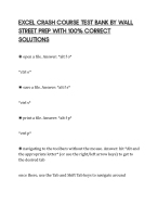 EXCEL CRASH COURSE TEST BANK BY WALL STREET PREP WITH 100% CORRECT SOLUTIONS