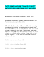 EXCEL CRASH COURSE EXAM STUDY SHEET WITH 200 REAL QUESTIONS AND ANSWERS