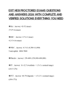 EXIT HESI PROCTORED EXAMS QUESTIONS AND ANSWERS 2026 WITH COMPLETE AND VERIFIED SOLUTIONS