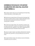 EXPERIENCE PSYCHOLOGY 5TH EDITION EXAMINATION TEST 2026 FULL SOLUTION GUIDE VERIFIED A+