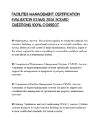 FACILITIES MANAGEMENT CERTIFICATION EVALUATION EXAMS 2026 SOLVED QUESTIONS 100% CORRECT