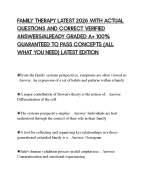 FAMILY THERAPY LATEST 2026 WITH ACTUAL QUESTIONS AND CORRECT VERIFIED ANSWERS/ALREADY GRADED A+