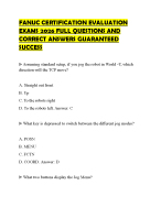 FANUC CERTIFICATION EVALUATION EXAMS 2026 FULL QUESTIONS AND CORRECT ANSWERS GUARANTEED SUCCESS