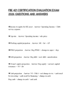 FBE 421 CERTIFICATION EVALUATION EXAM 2026 QUESTIONS AND ANSWERS