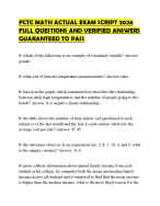 FCTC MATH ACTUAL EXAM SCRIPT 2026 FULL QUESTIONS AND VERIFIED ANSWERS GUARANTEED TO PASS