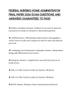 FEDERAL NURSING HOME ADMINISTRATOR FINAL PAPER 2026 EXAM QUESTIONS AND ANSWERS GUARANTEED TO PASS