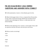 FIN 300 EXAM REVIEW 1 2026 VERIFIED QUESTIONS AND ANSWERS 100% CORRECT