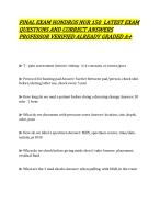 FINAL EXAM HONDROS NUR 150 LATEST EXAM QUESTIONS AND CORRECT ANSWERS PROFESSOR VERIFIED