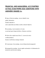 FINANCIAL AND MANAGERIAL ACCOUNTING ACTUAL EXAM PAPER 2026 QUESTIONS WITH ANSWERS GRADED A+