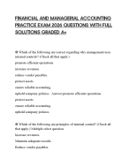 FINANCIAL AND MANAGERIAL ACCOUNTING PRACTICE EXAM 2026 QUESTIONS WITH FULL SOLUTIONS GRADED A+