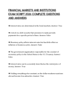 FINANCIAL MARKETS AND INSTITUTIONS EXAM SCRIPT 2026 COMPLETE QUESTIONS AND ANSWERS