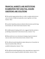 FINANCIAL MARKETS AND INSTITUTIONS EXAMINATION TEST 2026 FULL SOLVED QUESTIONS AND SOLUTIONS