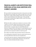 FINANCIAL MARKETS AND INSTITUTIONS FINAL PAPER 2026 ACTUAL EXAM QUESTIONS WITH CORRECT ANSWERS