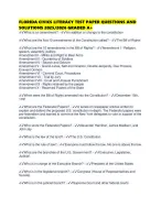 FLORIDA CIVICS LITERACY TEST PAPER QUESTIONS AND SOLUTIONS 2025/2026 GRADED A+