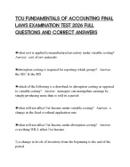 TCU FUNDAMENTALS OF ACCOUNTING FINAL LAWS EXAMINATION TEST 2026 FULL QUESTIONS AND CORRECT ANSWERS