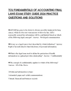 TCU FUNDAMENTALS OF ACCOUNTING FINAL LAWS EXAM STUDY GUIDE 2026 PRACTICE QUESTIONS AND SOLUTIONS