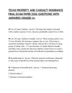 TEXAS PROPERTY AND CASUALTY INSURANCE FINAL EXAM PAPER 2026 QUESTIONS WITH ANSWERS GRADED A+