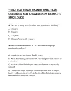 TEXAS REAL ESTATE FINANCE FINAL EXAM QUESTIONS AND ANSWERS 2026 COMPLETE STUDY GUIDE