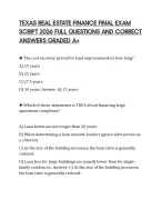 TEXAS REAL ESTATE FINANCE FINAL EXAM SCRIPT 2026 FULL QUESTIONS AND CORRECT ANSWERS GRADED A+
