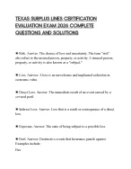 TEXAS SURPLUS LINES CERTIFICATION EVALUATION EXAM 2026 COMPLETE QUESTIONS AND SOLUTIONS