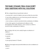 THE FAMILY DYNAMIC FINAL EXAM SCRIPT 2026 QUESTIONS WITH FULL SOLUTIONS