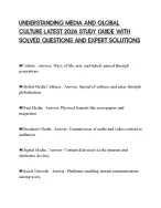 UNDERSTANDING MEDIA AND GLOBAL CULTURE LATEST 2026 STUDY GUIDE WITH SOLVED QUESTIONS