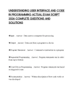 UNDERSTANDING USER INTERFACE AND CODE IN PROGRAMMING ACTUAL EXAM SCRIPT 2026 COMPLETE QUESTIONS