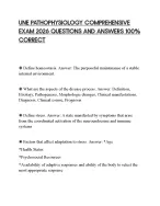 UNE PATHOPHYSIOLOGY COMPREHENSIVE EXAM 2026 QUESTIONS AND ANSWERS ...