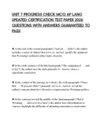 UNIT 7 PROGRESS CHECK MCQ AP LANG UPDATED CERTIFICATION TEST PAPER 2026 QUESTIONS WITH ANSWERS