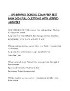 UPS DRIVING SCHOOL EXAM PREP TEST BANK 2026 - DocMerit