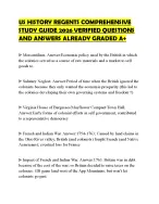 US HISTORY REGENTS COMPREHENSIVE STUDY GUIDE 2026 VERIFIED QUESTIONS AND ANSWERS ALREADY GRADED A+