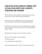 USPS EXAM 421 PSE WINDOW TRAINING TEST ACTUAL EXAM SCRIPT 2026 COMPLETE QUESTIONS AND ANSWERS