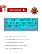 101 MOST COMMON GRE WORDS TEST QUESTIONS WITH CORRECT ANSWERS 2026 ...