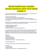 Mental Health Exam 2 Quizlet- practice questions Latest 2025 Update Graded A+.pdf