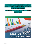 Data Analytics for Accounting – Solutions & Instructor’s Manual (3rd Edition, Vernon Richardson)