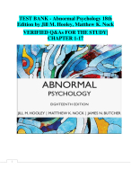 Abnormal Psychology (18th Edition), Complete Test Bank with Verified Q&As (Chapters 1–17)