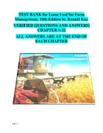 Farm Management (Loose Leaf) – 10th Edition, Ronald Kay | Complete Test Bank Chapters 1–22