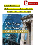 Solution Manual For The Legal Environment of Business, 14th Edition by by Roger E. Meiners, Chapter
