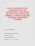 TCOLE EXAM 2025 (TEXAS  COMMISSION ON LAW  ENFORCEMENT) TEST BANK  REAL EXAM QUESTIONS