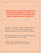 Tcfp final exam 2 versions and practice exam  questions 2025/2026 bank /accurate real  exam