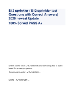 S12 sprinkler / S12 sprinkler test  Questions with Correct Answers|  2026 newest Updat   100% Solve