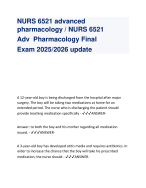 NURS 6521 advanced pharmacology / NURS 6521  Adv  Pharmacology Final   Exam 2025/2026 update