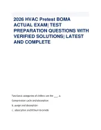 2026 HVAC Pretest BOMA  ACTUAL EXAM| TEST  PREPARATION QUESTIONS WITH  VERIFIED SOLUTIONS| LATEST