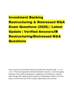 Investment Banking Restructuring & Distressed M&A Exam Questions (2026) | Latest | Verified