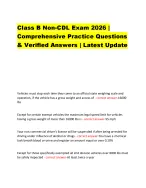 Class B Non-CDL Exam 2026 | Comprehensive Practice Questions & Verified Answers | Latest Update